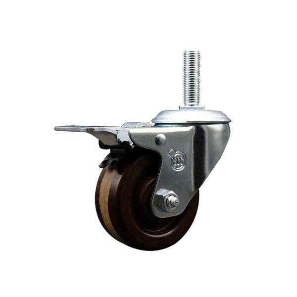 4 Inch High Temp Phenolic 34 Inch Stem Caster with Total Lock Brake SCC